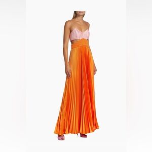 Amur Elodie Pleated Cut Out Gown - Pink and Orange (Rose Orange) — Size 4